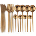 Axyaa Luxury Black Stainless Steel Cutlery Set - 16 Piece Tableware Dinnerware Kitchen Flatware