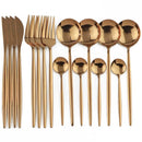 Axyaa Luxury Black Stainless Steel Cutlery Set - 16 Piece Tableware Dinnerware Kitchen Flatware