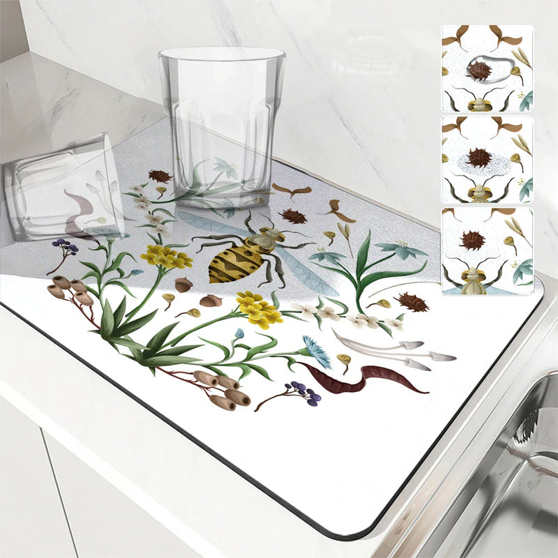 Axyaa Insect Bees Kitchen Drain Pad Non-slip Heat Resistant Counter Mat