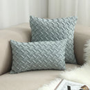 Axyaa Navy Blue Suede Pillow Cover with Green Woven Pattern - 45x45cm/30x50cm