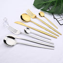 Axyaa 24-Piece Stainless Steel Cutlery Set - Black Western Dinnerware Silverware Set
