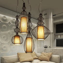 Axyaa Geometric Pendant Lamp Rope Birdcage Light Fixture E27 Scandinavian Style