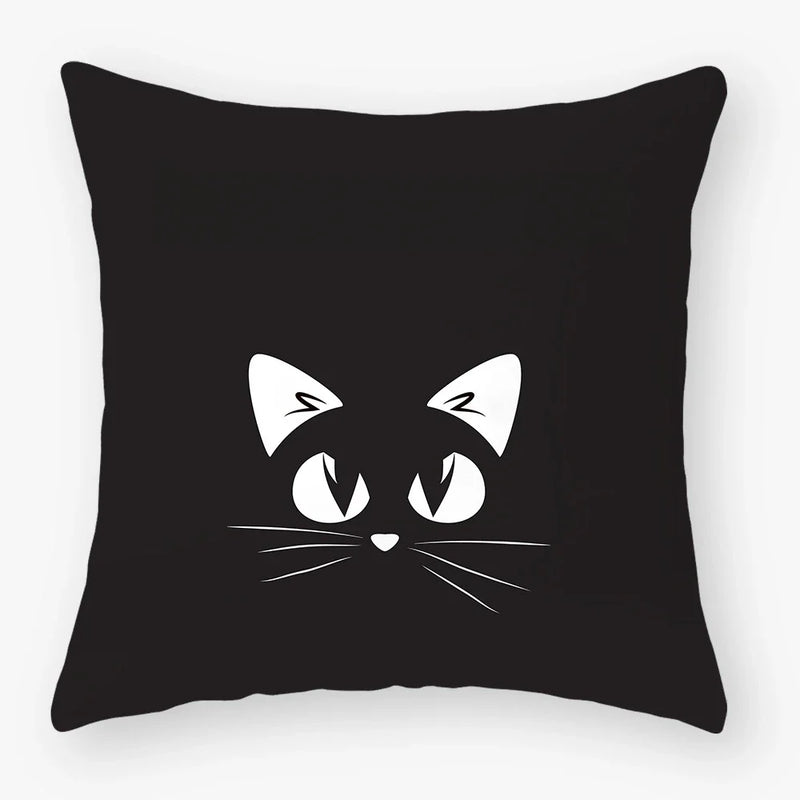 Axyaa Black Cat Pillowcase 45*45 Sofa Car Home Decor Cushion Cover