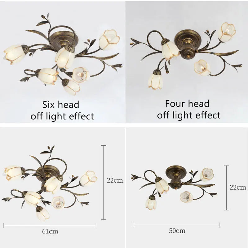 Axyaa Retro Flower Ceiling Light - Elegant European/French Style Lighting Fixtures