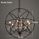 Axyaa Iron Chandelier with Crystals: Retro Loft Globe Lighting for Dining Room & Clothing Store