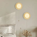 Axyaa Wabi Sabi LED Wall Lamp Yellow Travertine Pull Chain Switch for Living Room