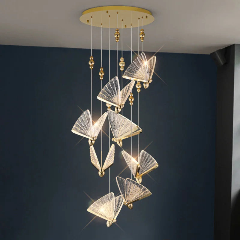 Axyaa Modern Butterfly LED Chandelier for Living Dining Room Stairwell Hallway