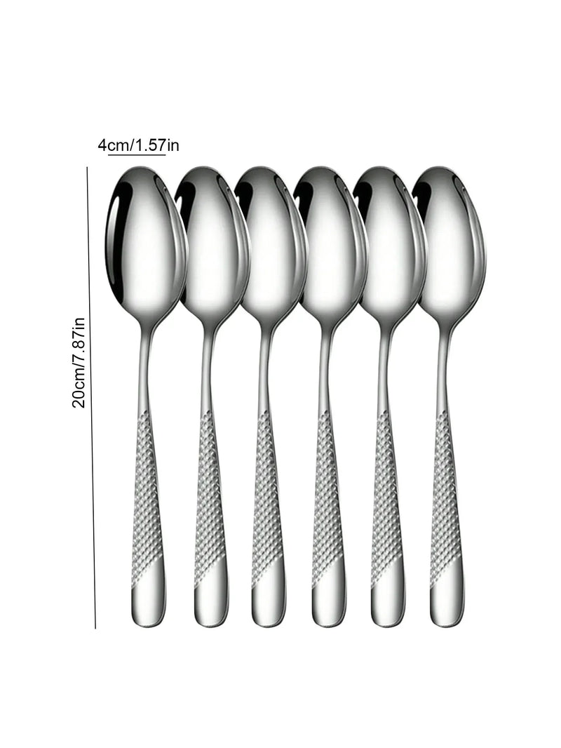 Axyaa Stainless Steel Silver High-End Star Diamond 30pc Tableware Set for Luxury Dining