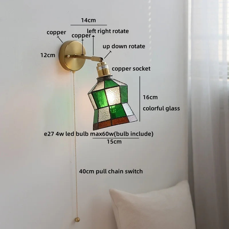 Axyaa Pink Butterfly Glass Wall Light - Modern Nordic Bedroom Lamp