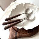 Axyaa Walnut Handle Stainless Steel Eating Spoon Set
