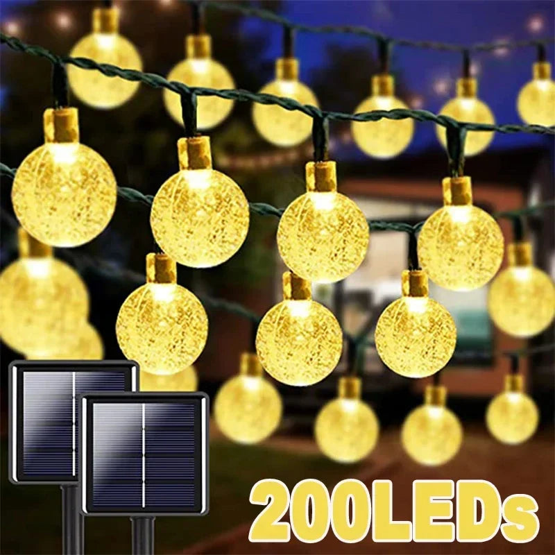 Axyaa Solar Crystal Fairy Lights: 8 Modes, Waterproof Outdoor Patio Decor
