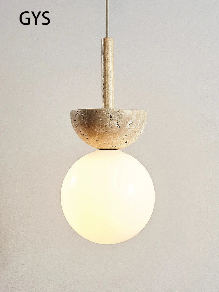 Axya Cream Style Round LED Pendant Lamp for Bedroom, Nordic Design