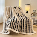 Axyaa Geometric Striped Fleece Blanket | Soft Plush Winter Throw Blanket