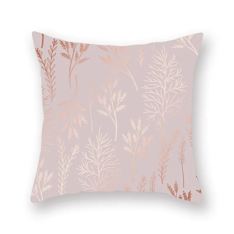 Axyaa Pink Gold Geometry Polyester Pillow Case 45*45cm Square