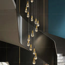 Axyaa Light Luxury Villa Crystal Chandelier Spiral Staircase LED Chandelier