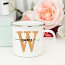 Axyaa Enamel Coffee Mugs with Custom Initial Name - Personalized Outdoor Cups