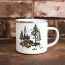 Axyaa Enamel Mug 11oz - Camping & Fishing Coffee Cup - Husband Birthday Gift