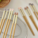Axyaa Kawaii Animal Wooden Chopsticks, Reusable Sushi Food Sticks for Kids & Adults