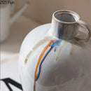 Axyaa Striped Ceramic Vase: Creative Fluid Florals Room Decor