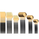 Axyaa 36pc Black Gold Stainless Steel Cutlery Set - Western Tableware Flatware