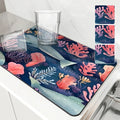 Axyaa Marine Whales Desk Drain Pad, Heat Resistant Non-slip Kitchen Drying Mat