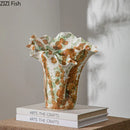 Axyaa Cave Stone Ceramic Vase for Home Decor and Floral Arrangements