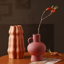 Axyaa Circular Hollow Vase Ceramic Donuts Flower Pot Abstract Home Decor Accessory