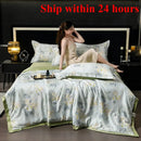 Axyaa Summer Quilt Set: 2025 Washed Tencel Printed Cool Silk 4-Piece & 1-Piece Cool Quilt