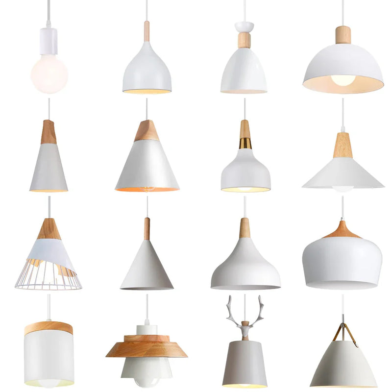 Axyaa Nordic LED Wood Pendant Lamp Industrial Hanging Light Fixture