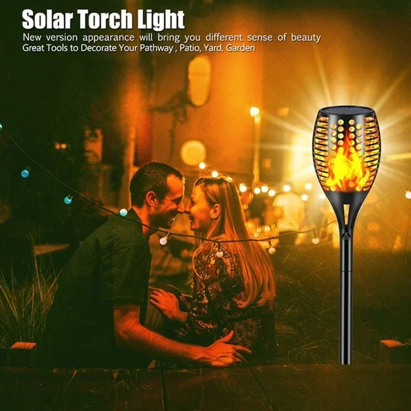 Axyaa Solar Flame Torch Lights: Flickering Waterproof Garden Outdoor Decor