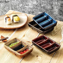 Axyaa Ceramic Seasoning Set - Three Grid Plate with Dipping Dishes
