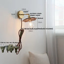 Axyaa Walnut Wood LED Wall Light Fixture with Pull Chain Switch