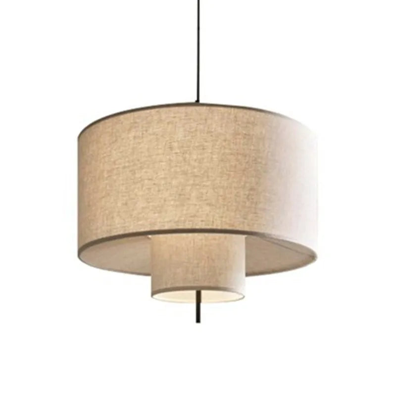 Axya Beige Fabric Double Cloth Pendant Light for Living Spaces