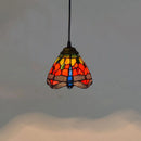 Mosaic Pendant Light with Stained Glass Shade in Colorful Mediterranean Style by Axyaa