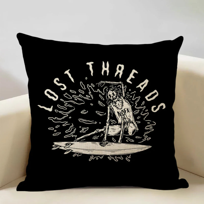 Axyaa Skull Head Pillow Cover Black Cartoon Design 45x45cm