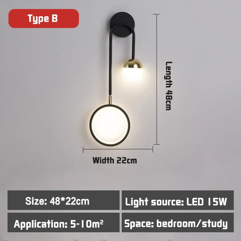 Axyaa Nordic LED Wall Lamp: Modern Minimalist Indoor Lighting Fixture