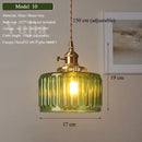 Axyaa Nordic Green Glass Pendant Lamp - Brass Ceiling Lighting for Kitchen Island