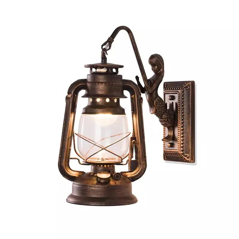 Axyaa Barn Lantern Wall Lamp with Glass Shade for Bedroom and Restaurant