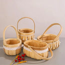 Axyaa Wood Braid Flower Basket with Tassel Handle