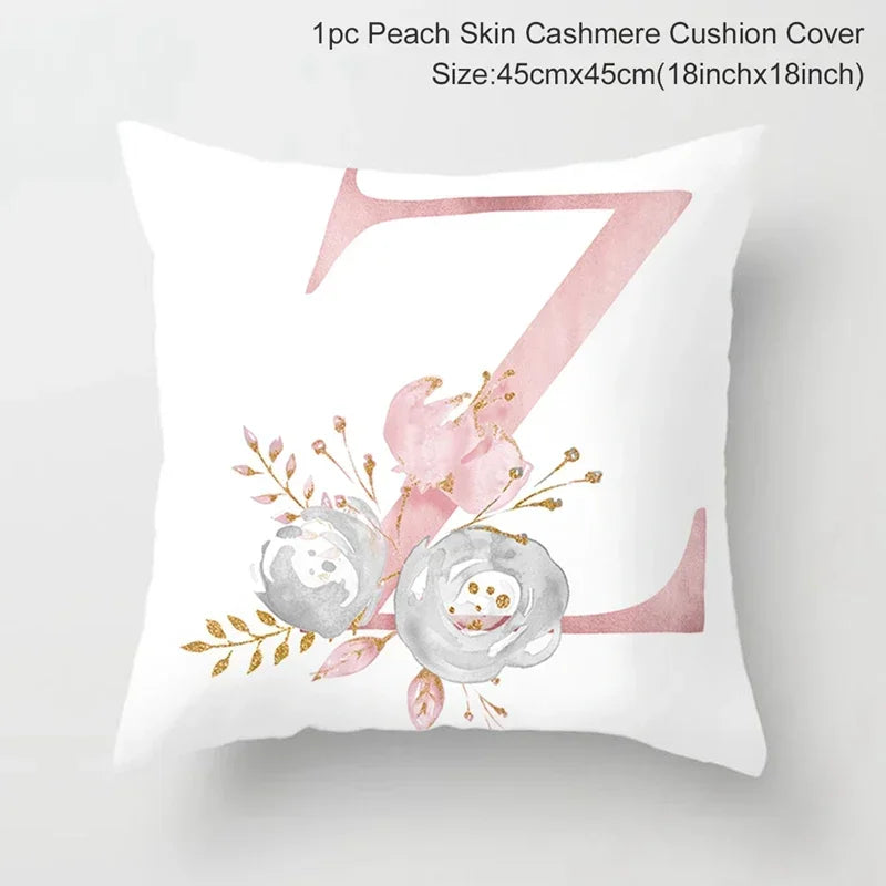 Axyaa Pink Letterwork Cushion Cover 45*45cm, Wedding Party Decor, Elegant Wedding Pillow