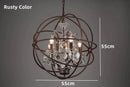 Axyaa Iron Chandelier with Crystals: Retro Loft Globe Lighting for Dining Room & Clothing Store