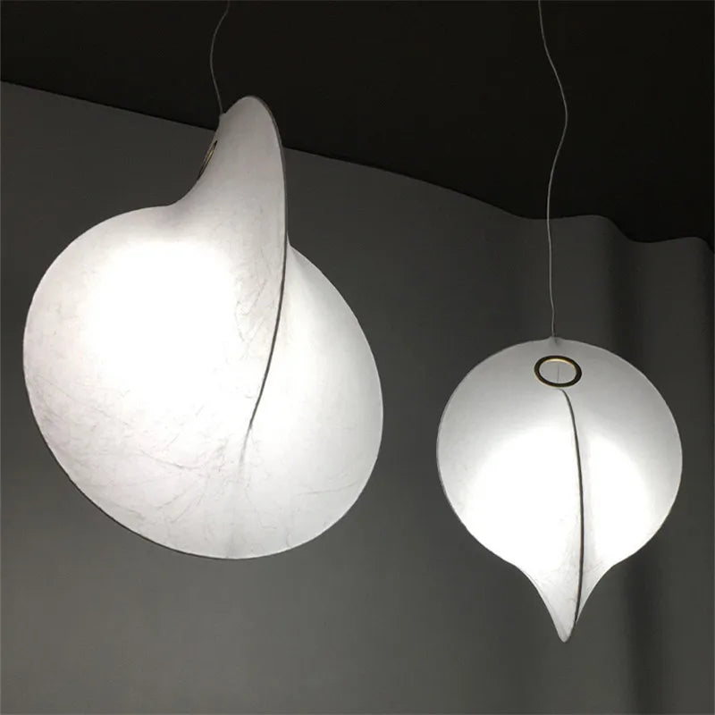 Shell Design Silk Pendant Lamp - Japanese Style for Living Room, Bedroom, Kitchen Island by Axyaa