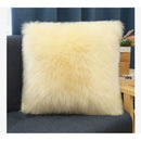 Axyaa Faux Wool Square Plush Throw Pillow with Cushion Core, for Bed, Sofa, or as Waist Headrest
