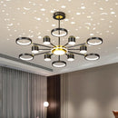Axyaa 6-Light White Starry Ceiling Chandelier - Modern, Romantic, Stepless Dimmable