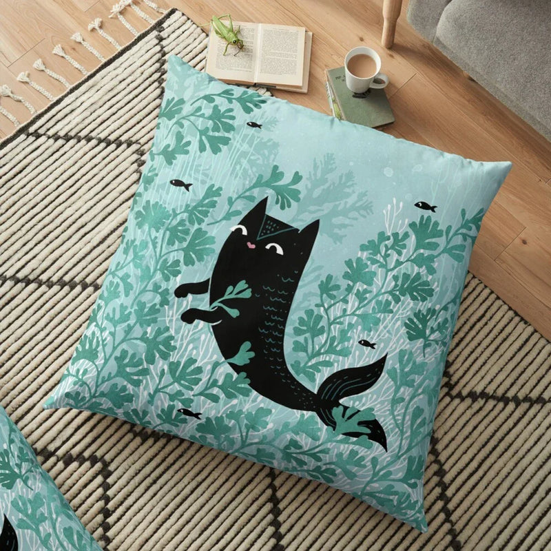 Cute Cat Decorative Pillow Case Cover for Modern Living Room Sofa by Axyaa