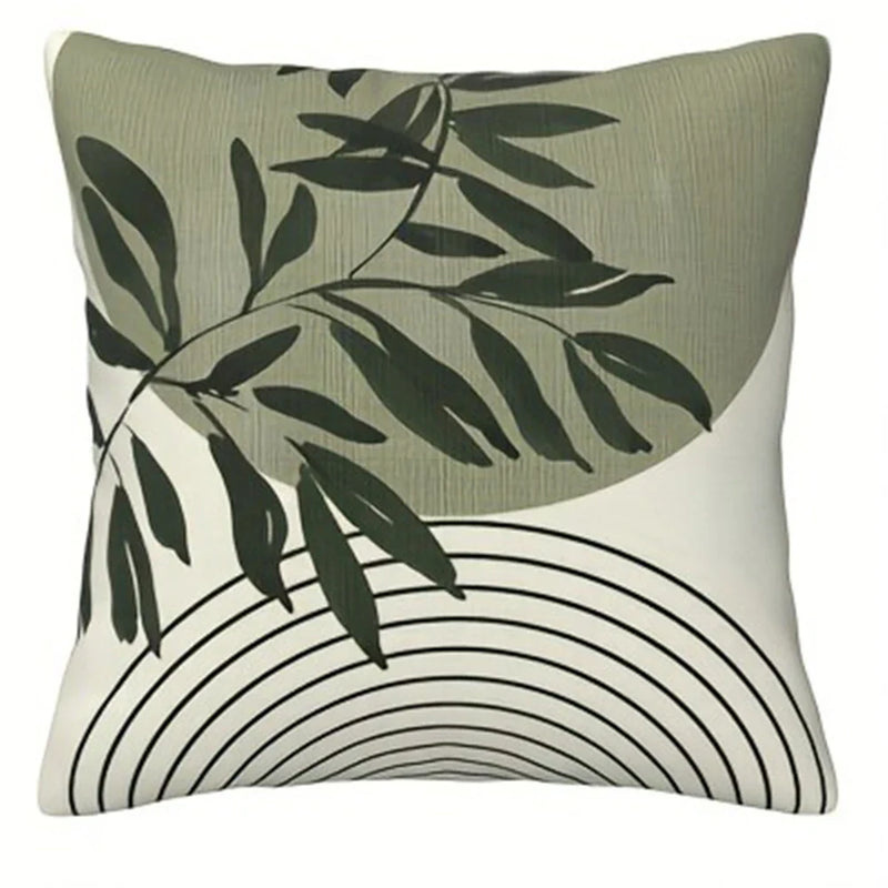 Axyaa Geometric Leaf Pattern Pillowcase: Minimalist Bohemian Decor, Soft and Stylish Sofa Cushion Cover