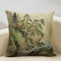 Axyaa Japanese Landscape Ukiyo Style Cushion Cover 45x45cm Art Decor Linen Pillow Case