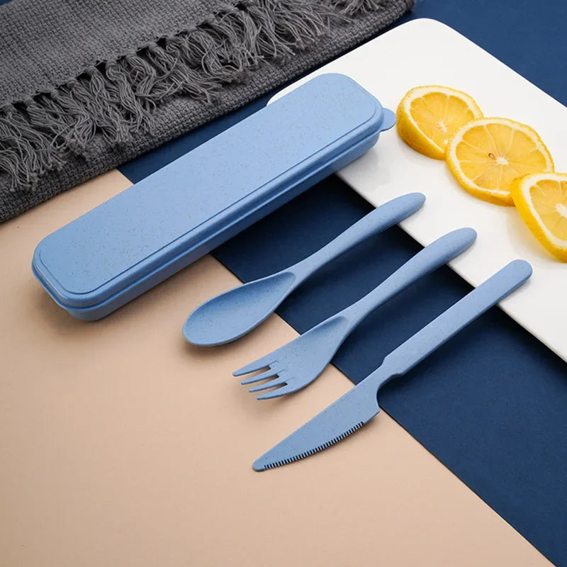 Axya Portable Cutlery Box Set - Knife, Fork, Spoon - Student Travel Essential