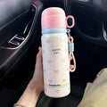 Axyaa Kawaii Hearts Stainless Steel Thermal Water Bottle 550ml - Leak-Proof Thermos Tumbler