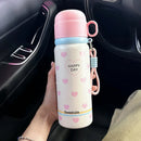 Axyaa Kawaii Hearts Stainless Steel Thermal Water Bottle 550ml - Leak-Proof Thermos Tumbler